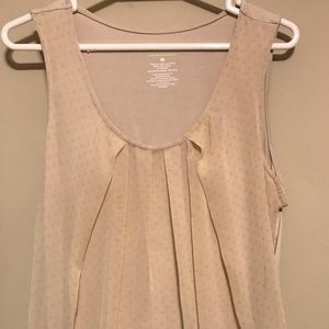 NY & Co Tan Tank Top Blouse Yellow Polka Dots